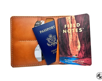 Travel Passport Notebook Wallet - Tan - Handmade Leather Wallet - TW1