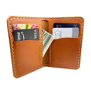 Vertical Bifold Wallet - Tan - Handmade Leather Wallet