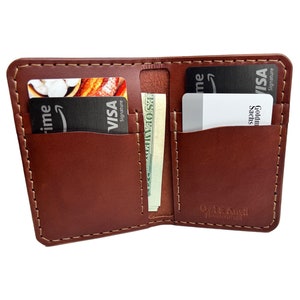 Vertical Bifold Wallet - Medium Brown - Handmade Leather Wallet