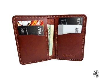 Vertical Bifold Wallet - Medium Brown - Handmade Leather Wallet