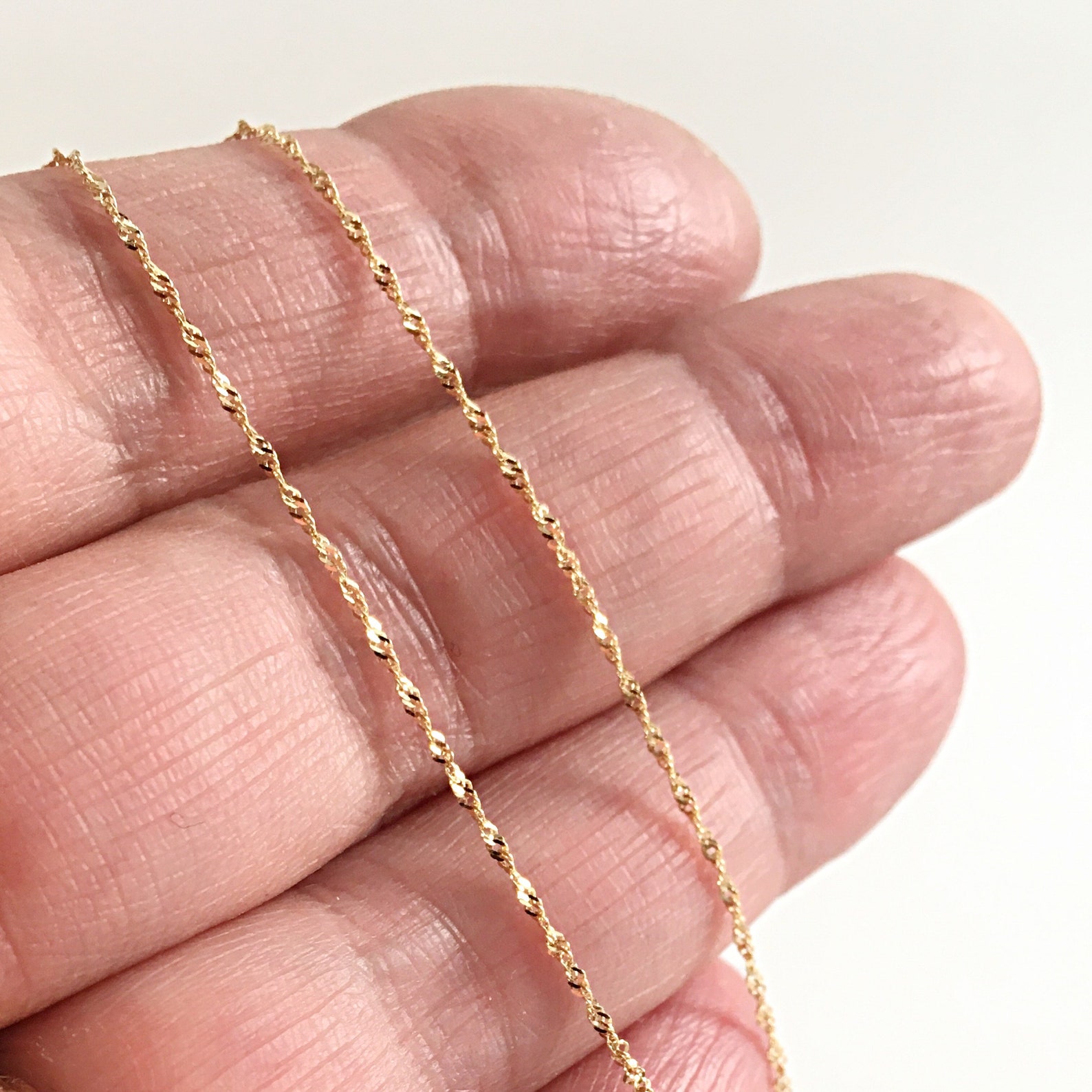 Chain Jewelry Making Gold, Chain for Necklace 45 Cm / 17.7 Inches, 0.84 Gr, Singapore Necklace
