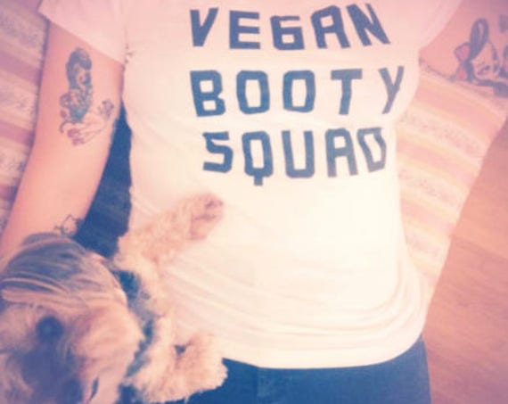 Vegan Booty Squad, graphic tees for women, cotton tshit, graphic tshirt, vegan shirt, vegan