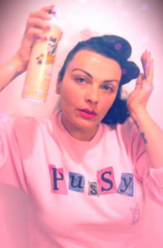 Pussy Power, girl power sweater, cat sweater, pink pull over