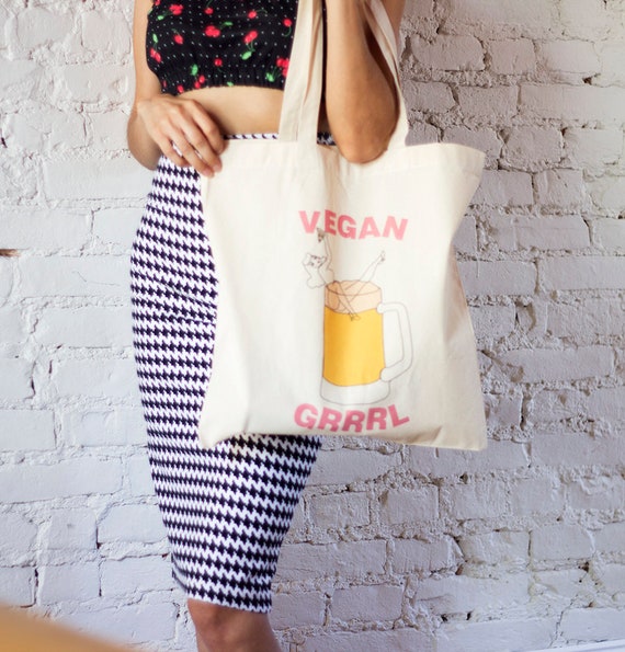 Vegan Pin up Girl Tote Bag
