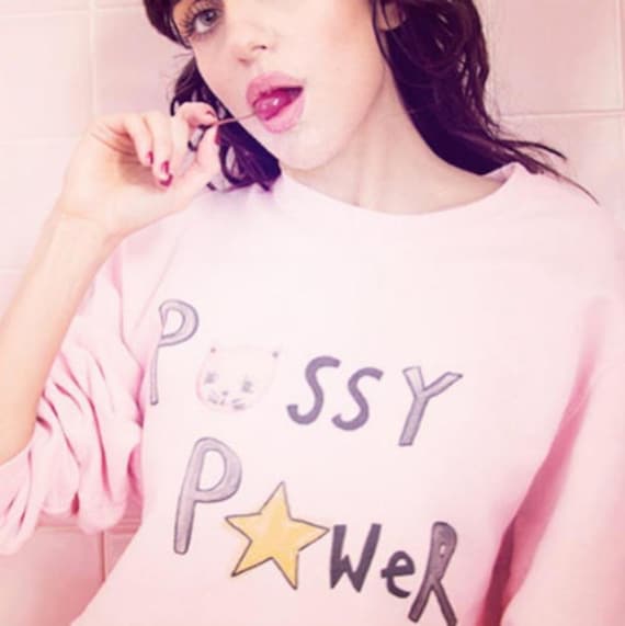 Pussy Power, pink sweater, womens right sweater, feminist sweater, girl power sweater