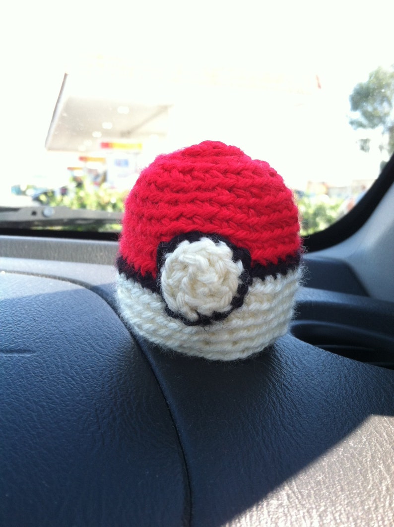 Crochet Shift Knob Coverpokeball Style Etsy