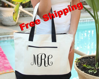 Monogram  Bag, Heavy tote bag,  zippered main compartment,  Heavy canvas, Carryall, Monogram tote, Personalized Monogram Bag, tote bags,