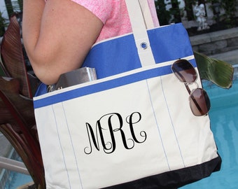 Personalized bag with monogram, Heavy tote bag, zippered, Heavy canvas, Carryall, Personalized Bag
