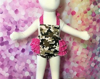 ready to ship monkey ruffle romper ruffle bum romper Baby ruffle romper baby girl romper OOAK summer suit flutter sleeve romper