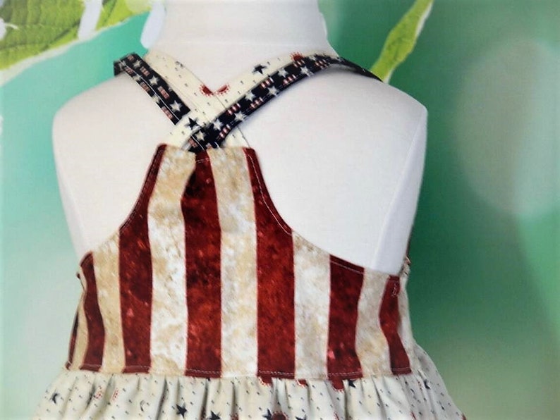 patriotic dress Fourth of July dress summer dress girls sundress racerback dress RTS size 4T red white and blue dress 4th of July