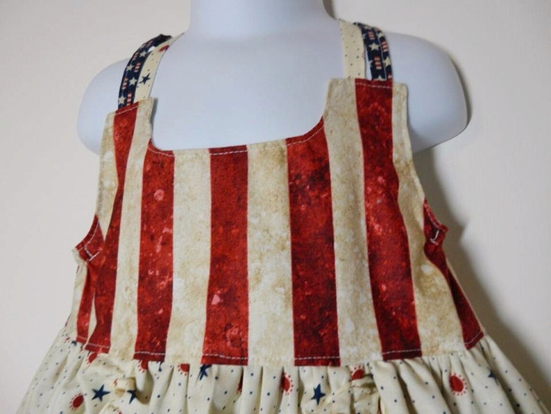 patriotic dress Fourth of July dress summer dress girls sundress racerback dress RTS size 4T red white and blue dress 4th of July
