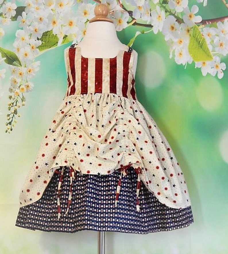 patriotic dress Fourth of July dress summer dress girls sundress racerback dress RTS size 4T red white and blue dress 4th of July