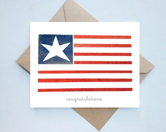 Citizenship Card // American flag - USA card - congratulations - citizenship card - watercolor us card - new citizen - congrats