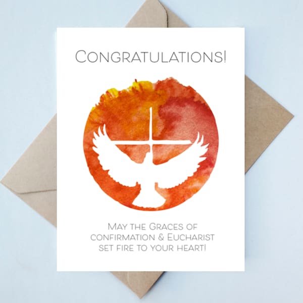 Restored Order Confirmation Eucharist Card // Catholic - Handmade - Watercolor - Confirmation Gift