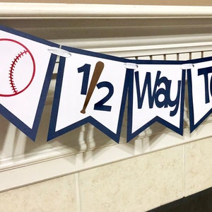 Baseball 1/2 birthday banner, Half way to First banner, Baseball theme Half birthday boy banner, half birthday decorations, Cake Topper