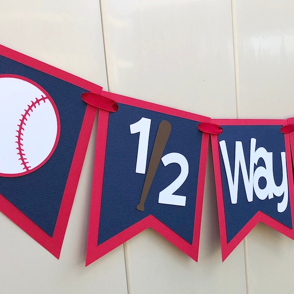 Baseball 1/2 birthday banner, Half way to First banner, Baseball theme Half birthday boy banner, half birthday decorations, Cake Topper