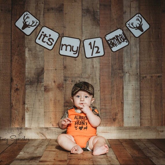 Deer Antlers Banner It S My 1 2 Birthday Half Birthday Etsy