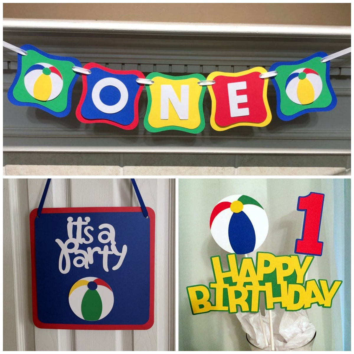 Beach Ball Party Package Beach Ball First Birthday Boy Beach Etsy