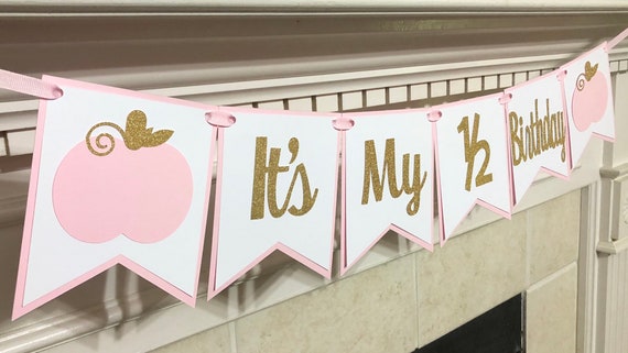 Little Pumpkin Half Birthday Banner Pink And Gold Fall Pumpkin