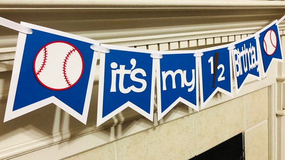 Baseball 1 2 Birthday Banner It S My 1 2 Birthday Blue And White