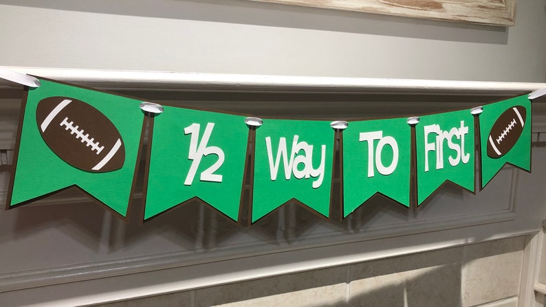 Half birthday boy banner Photo prop half birthday decorations 12 birthday banner Football 12 Way To First banner