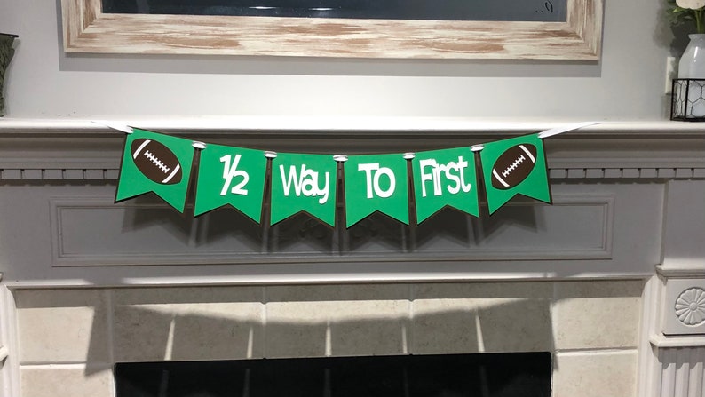 Half birthday boy banner Photo prop half birthday decorations 12 birthday banner Football 12 Way To First banner