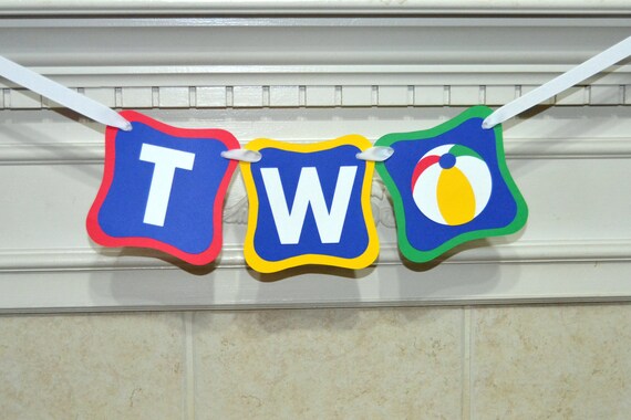 Beach Ball Birthday Banner High Chair Highchair Two Beach Ball