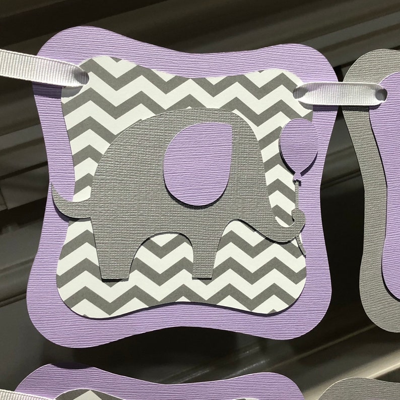 Elephant Baby Shower Banner Custom Decorations Personalized Chevrone Name Banner