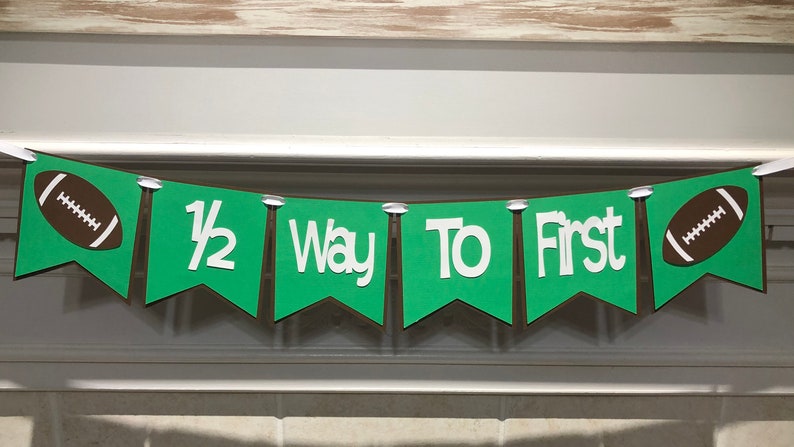 Half birthday boy banner Photo prop half birthday decorations 12 birthday banner Football 12 Way To First banner