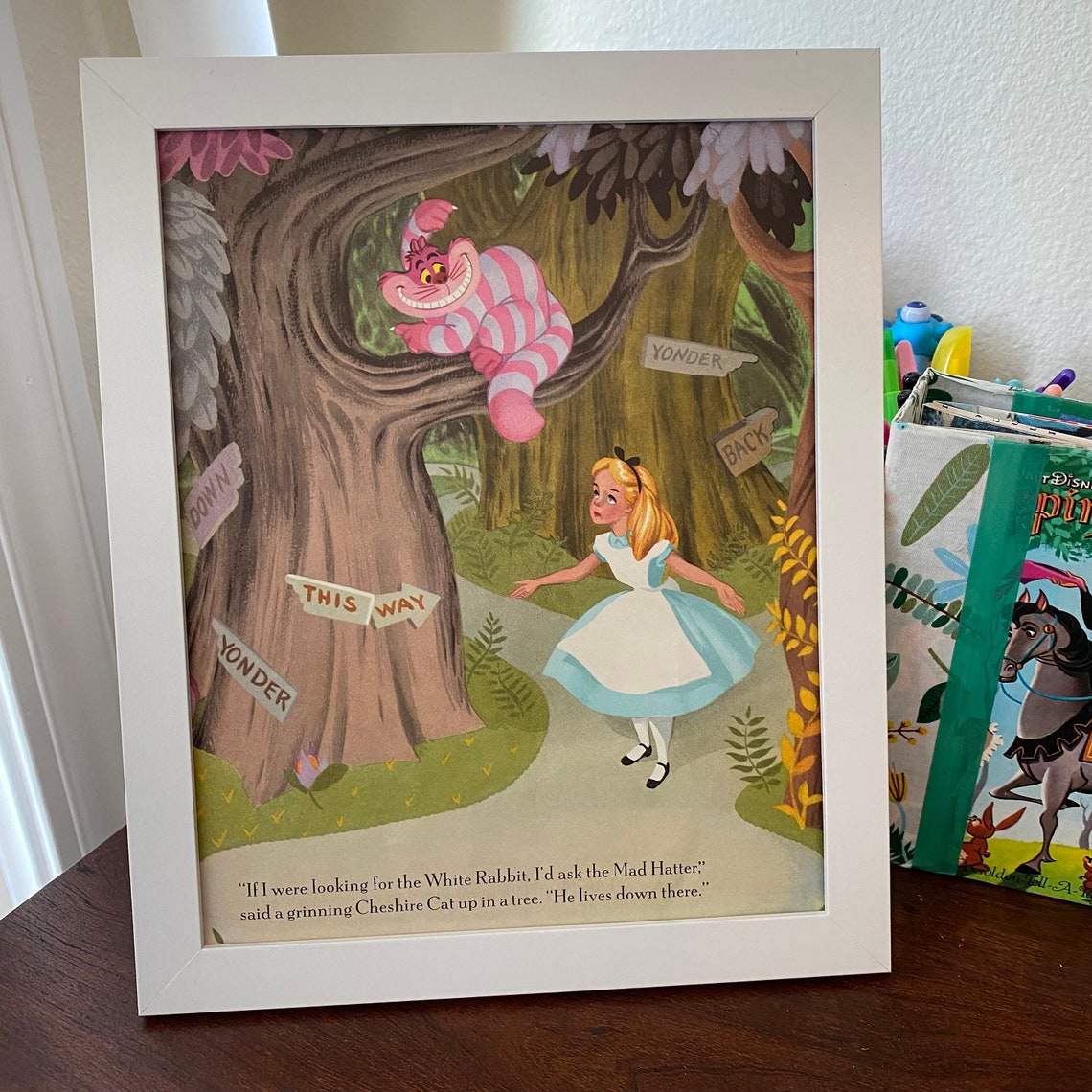Alice Meets the Cheshire Cat Vintage Disney Storybook Art Etsy