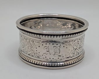 Antique English Sterling Silver Napkin Ring "AH" initials engraving, d. 1918 14g