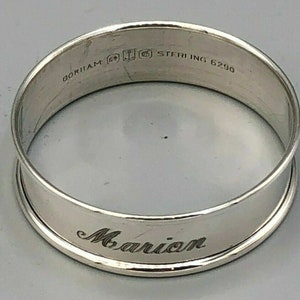 Vintage Gorham Sterling Silver Napkin Ring &quot;Marion&quot; name engraving