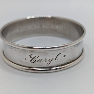 Vintage Gorham Sterling Silver Napkin Ring &quot;Caryl&quot; name engraving