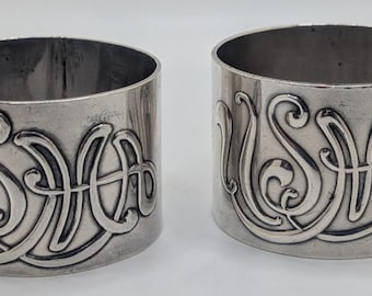Pair of Sterling Silver Napkin Rings, Father & Son, USMA West Point, CIA '24 '51