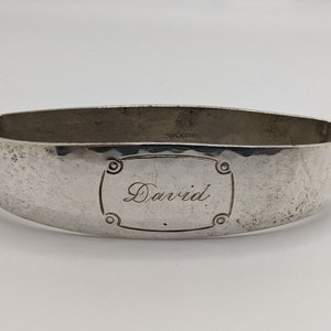 Antique Arts & Crafts Sterling Silver Napkin Ring &quot;David&quot; name engraving