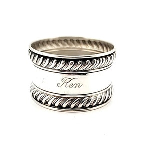 Gorham English Gadroon Sterling Silver Napkin Ring &quot;Ken&quot; name engraving