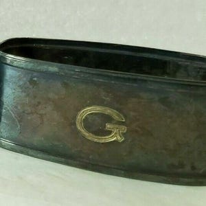 Antique German 835 Silver arts & crafts hand hammered Napkin Ring "G" initial 1