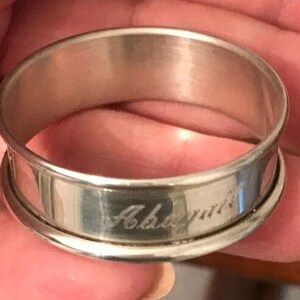 Vintage Baker Manchester Sterling Silver Napkin Ring &quot;Abagail&quot; name engraving