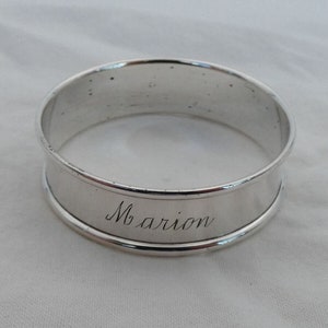 Vintage Gorham Sterling Silver Napkin Ring &quot;Marion&quot; name engraving