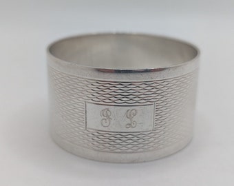 Vintage English Sterling Silver Napkin Ring "JL" initials engraving, dated 1986