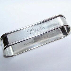 Vintage Alvin Sterling Silver Napkin Ring &quot;Pat&quot; name engraving