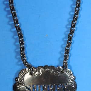 Antique HW Ashford English sterling silver Decanter Label Tag &quot;Sherry&quot; c. 1905