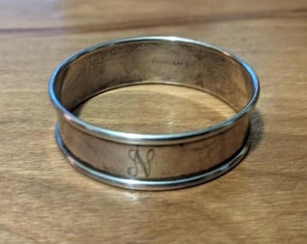 Servilleteros vintage de plata de ley Gorham con grabado inicial "N"