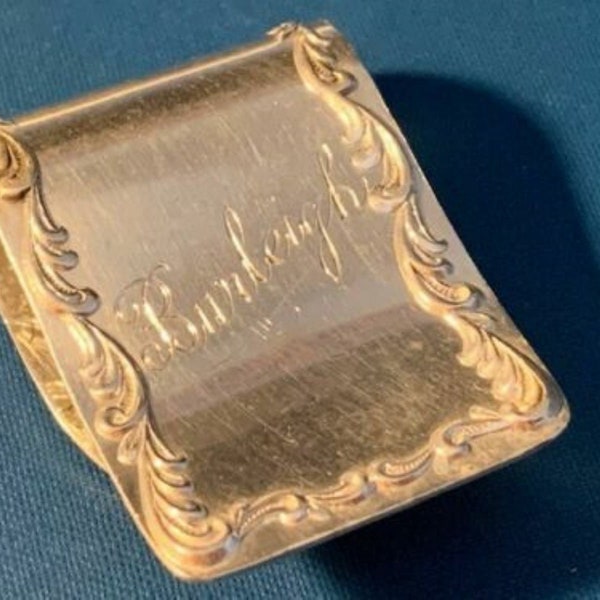 S. Kirk & Son Sterling Silver Money or Napkin Clip "Burleigh" name engraving