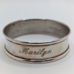 Vintage Gorham Sterling Silver Napkin Ring &quot;Marilyn&quot; name engraving