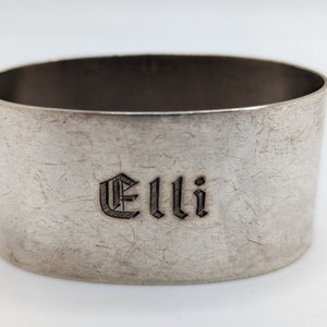 Antique German 800 Silver Napkin Ring &quot;Elli&quot; name engraving