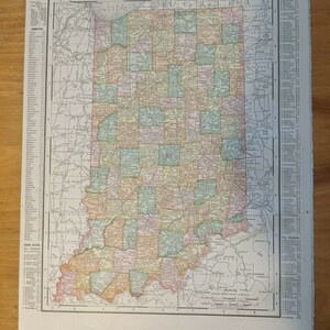 Antique State of Indiana Map 1899 Atlas City of Cleveland flip multicolored