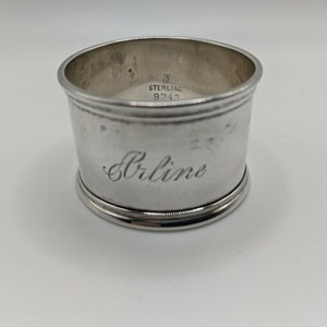 Vintage Towle Sterling Silver Napkin Ring &quot;Arline&quot; name &quot;1911&quot; date engraving