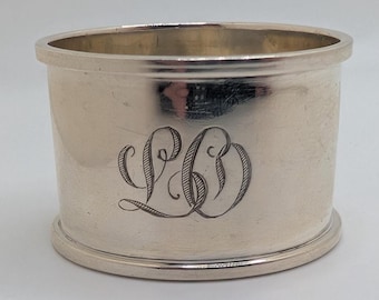 Antique Gorham Sterling Silver Napkin Ring "LO" initials engraving, dated 1911