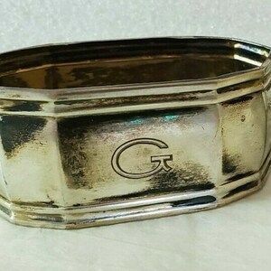 Antique German 835 Silver art deco Napkin Ring &quot;G&quot; initial 2